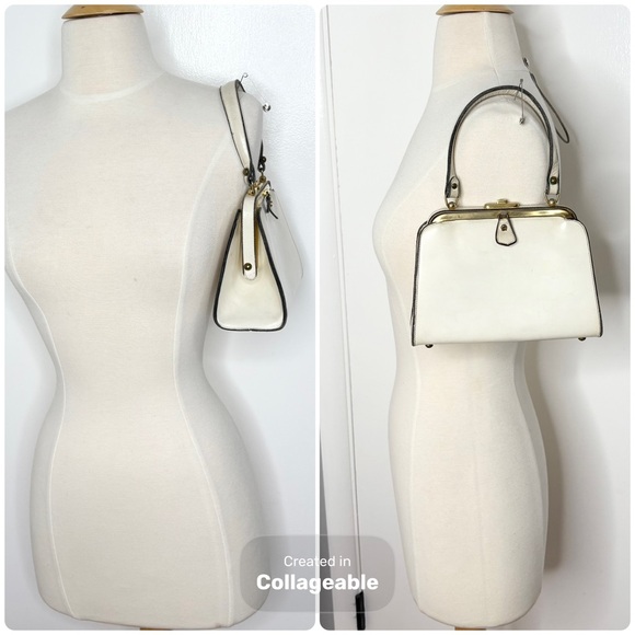 MCM Vintage Etienne Aigner Framed Purse White Leather Handbag Hand Made - Picture 2 of 11